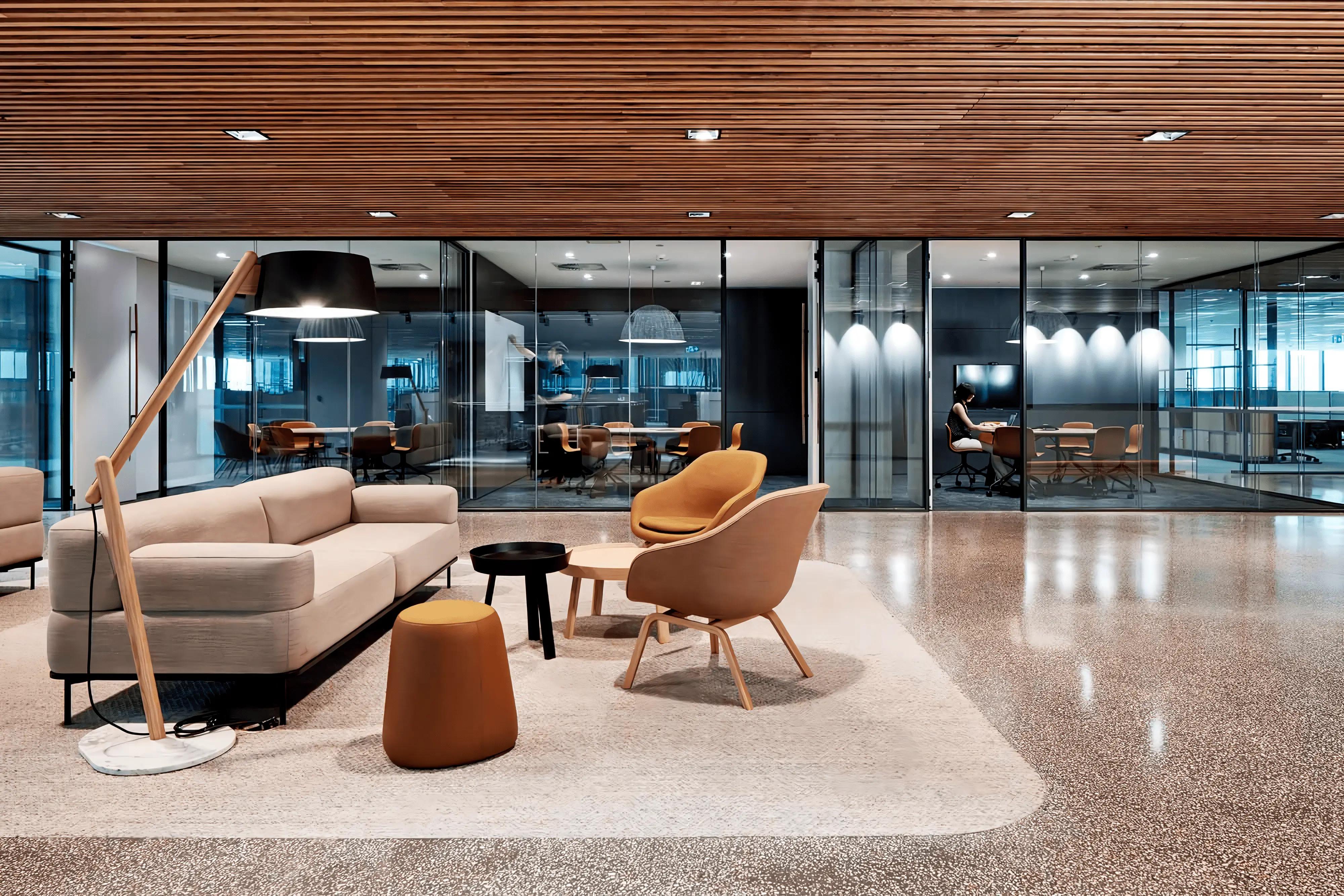 Murray Goulburn lobby designed by Group GSA featuring LENs Softscape Lounge and Softscape stools and photo by Luc Remond.