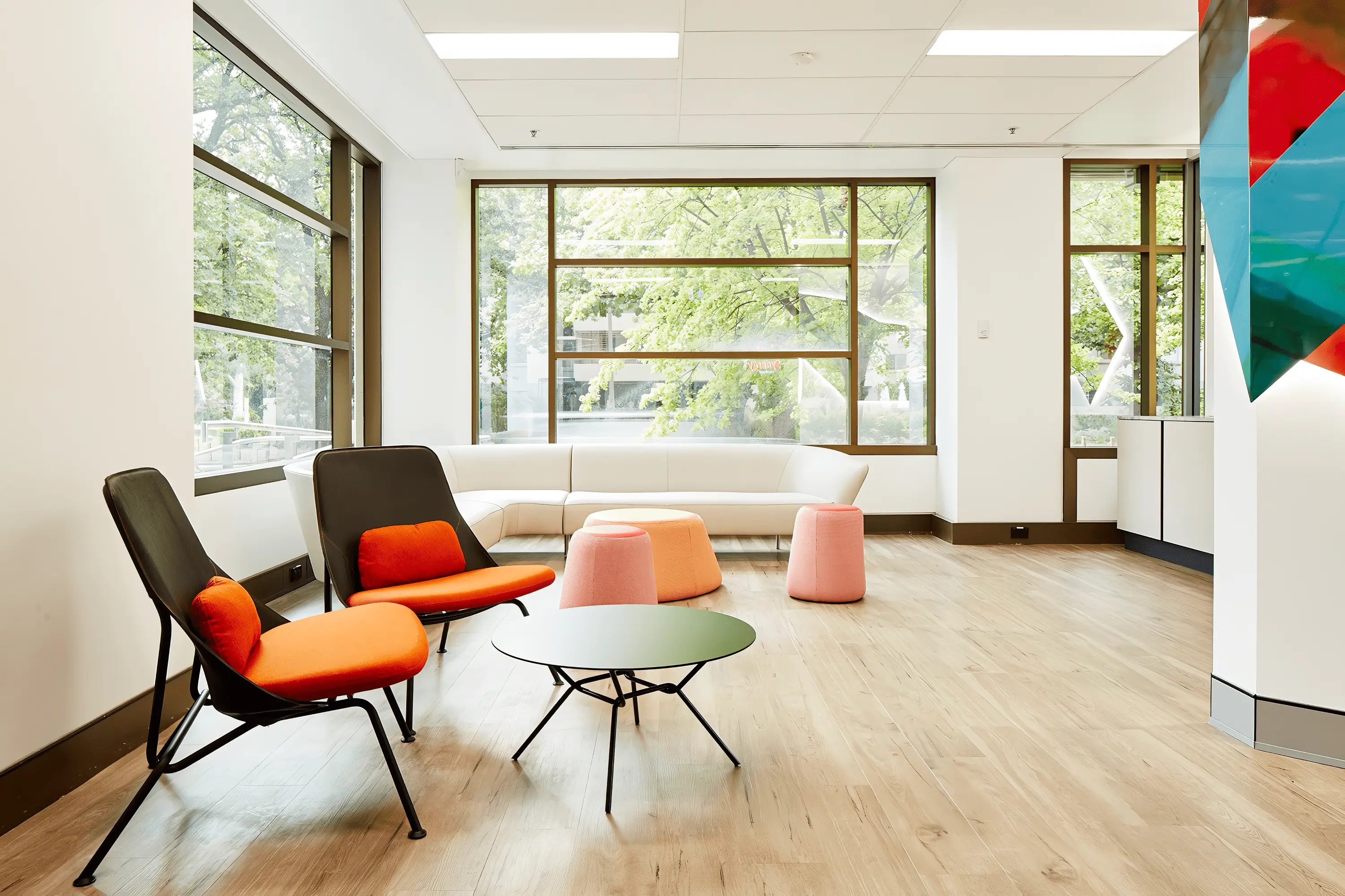 Synergy Office designed by DJAS Architecture featuring LENs Softscape Stools