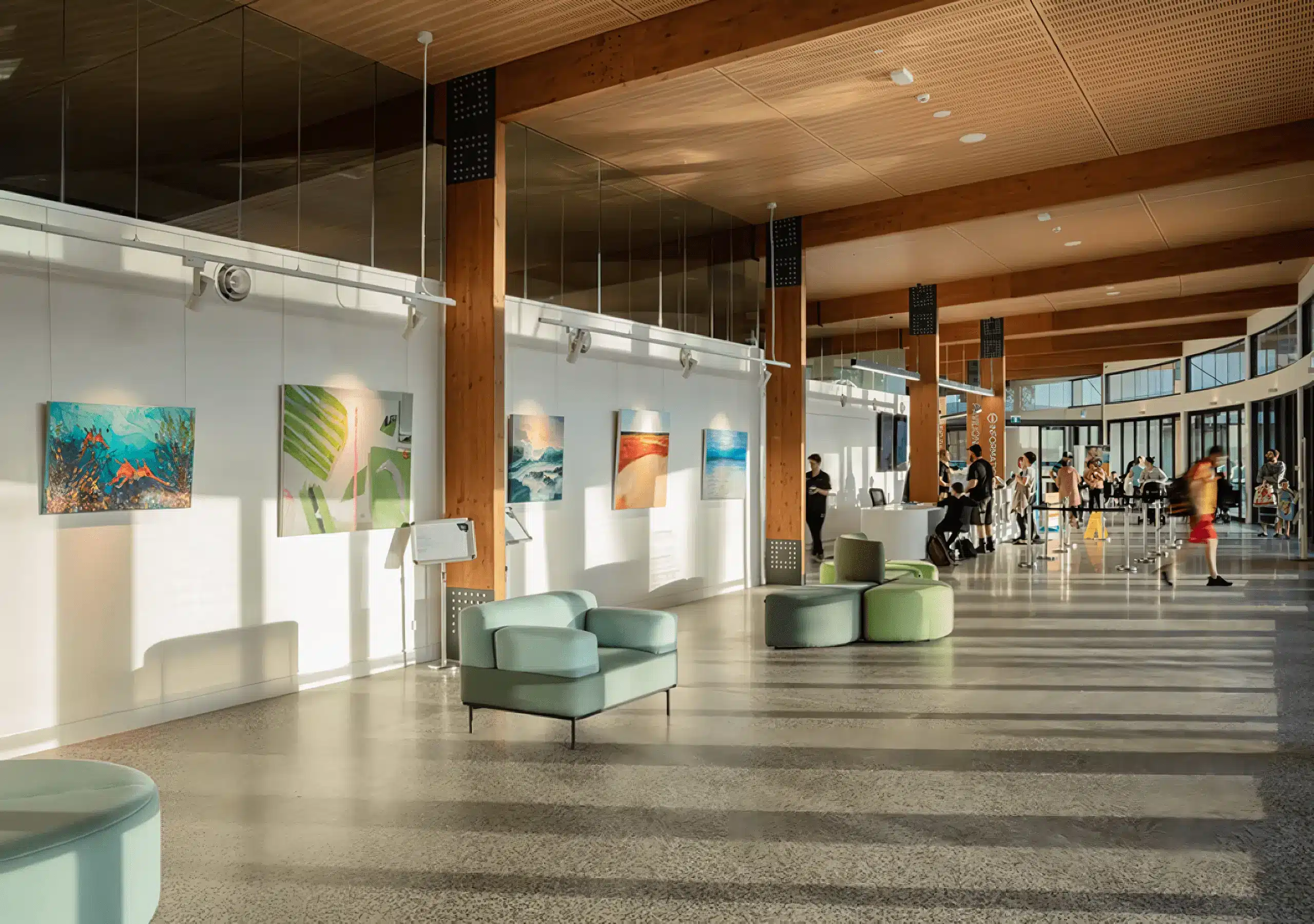 Bay Pavillions Art and Aquatic Center featuring the Bauhaus Grid Lounge by Helen Kontouris.