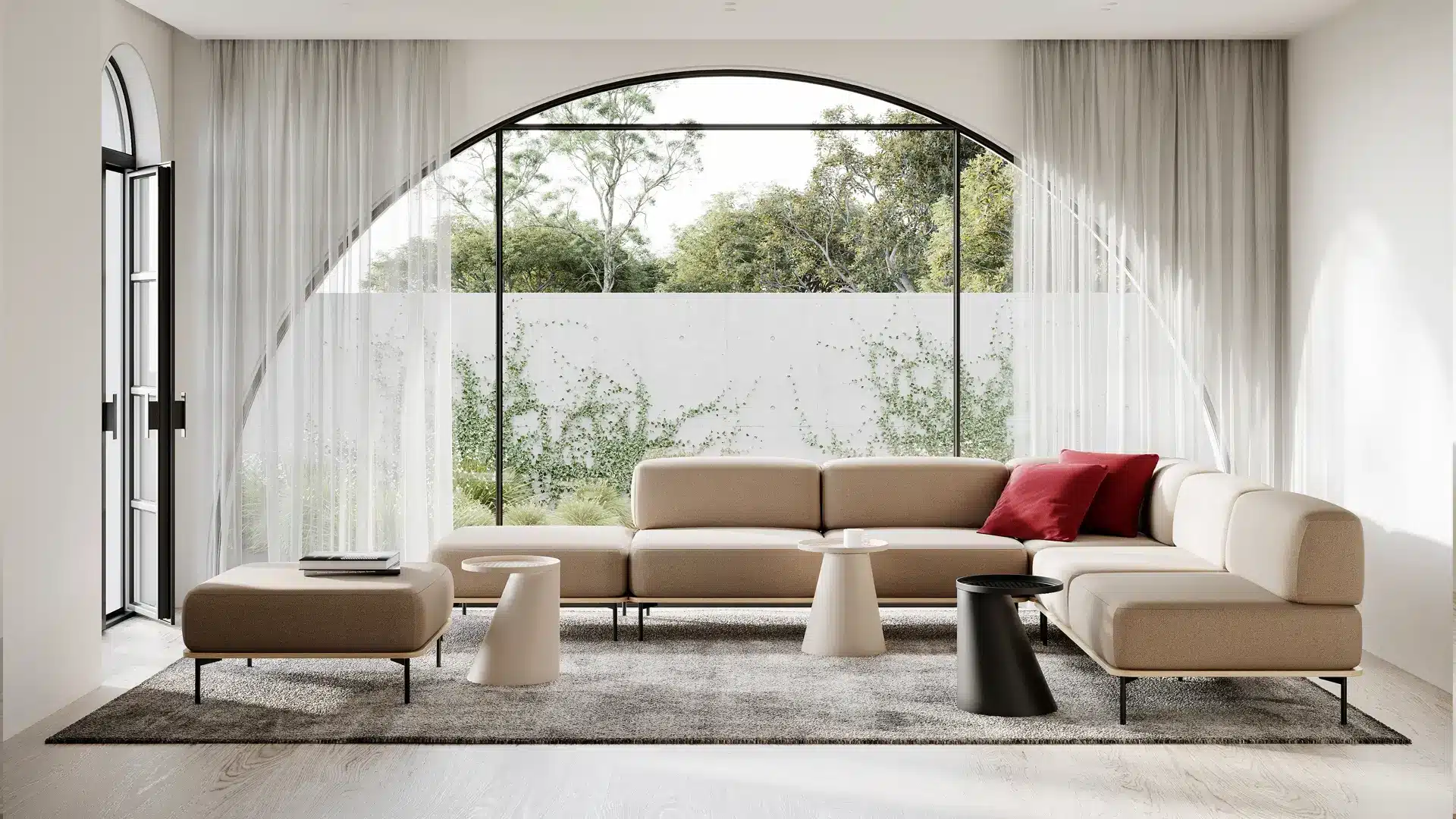 LEN Softscape collection designed by Helen Kontouris as part of Australian furniture rendered living room space