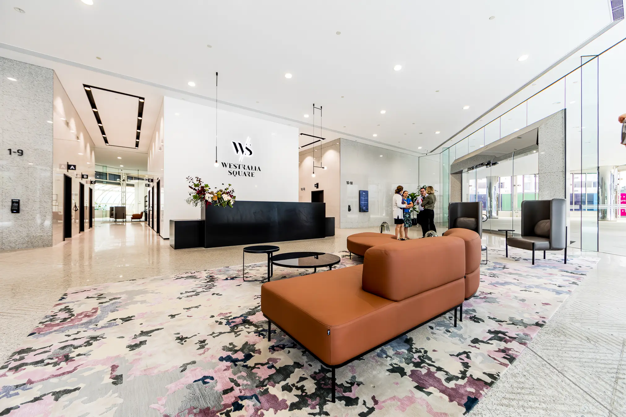 The Westralia Square Lobby designed by IA design featuring LENs Softscape Lounge.