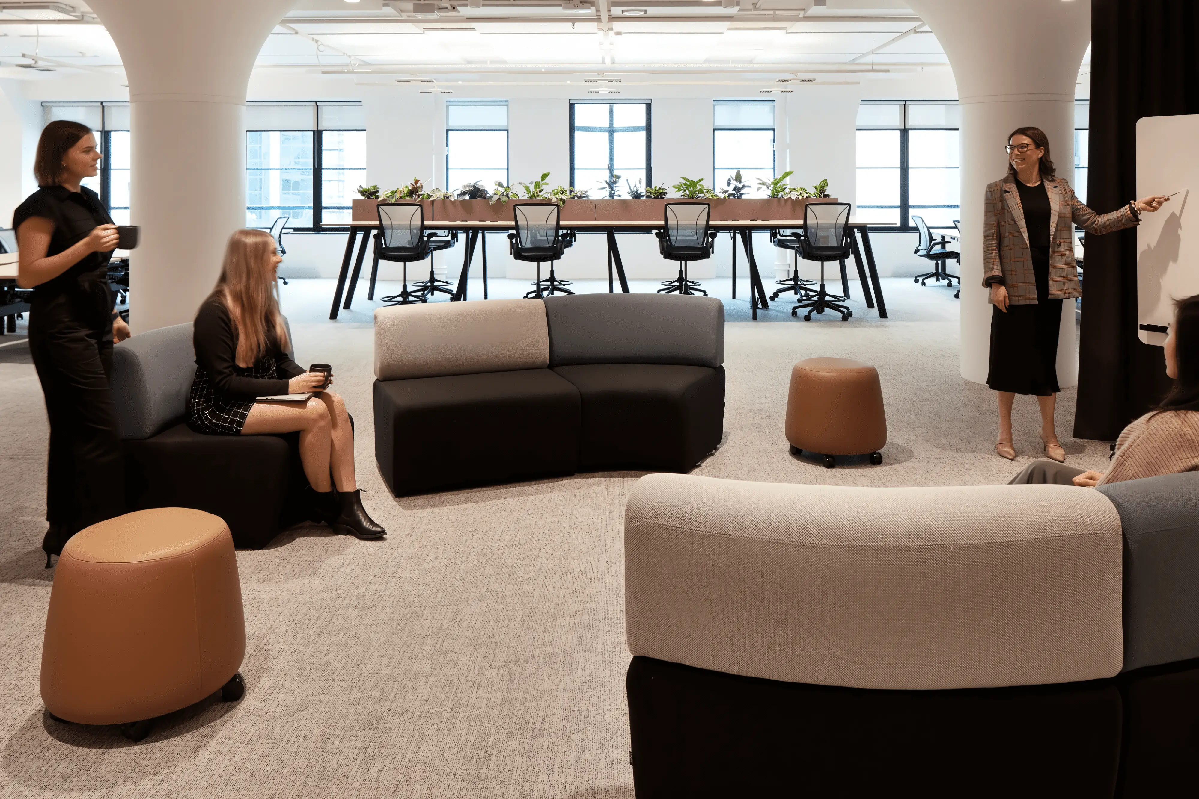 155 Clarence Street Office fit-out by Group GSA featuring LENs Bauhaus Grid Lounge